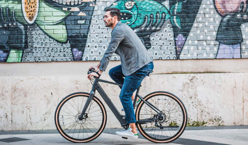 Man riding Fiido C21 electric bike on the street